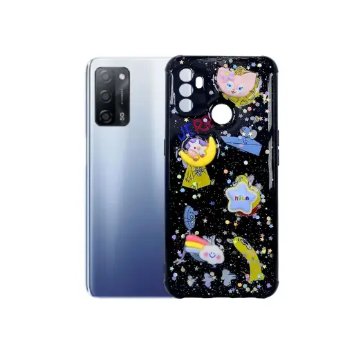 [PO9BOA53-3-2] Oppo A53 Cute Cartoon Printed Back Case (Black)