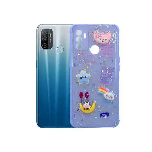 [PO9BOA53-3-29] Oppo A53 Cute Cartoon Printed Back Case (Light Purple)