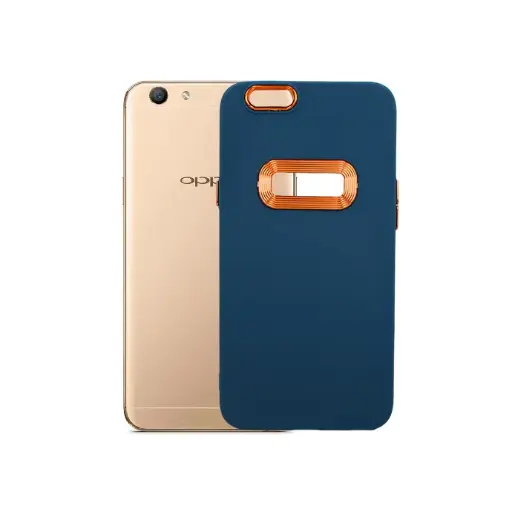 [PO29BOF1S-26-3] Oppo F1s/A59 Soft Silicone Logo Chrome Camera Ring Back Case (Blue)