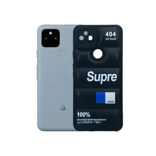 [PO14BGPXL5A 5G-18-2] Google Pixel 5A Puffer Back Print Soft Silicone Case - Black