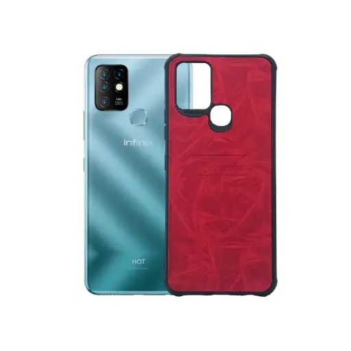 [PO18BIHOT10-2-4] Infinix Hot 10 Canary Logo Leather Print Back Case (Red) - Stylish Protection