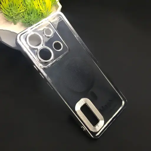 [PO29BMINOT13PR-29-7] Xiaomi Redmi Note 13 Pro 5G Magsafe Logo CD Chrome Back Case (Silver)