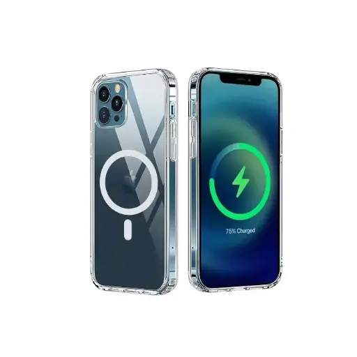 [PO7BIP12PMAX-11] iPhone 12 Pro Max Magnetic Magsafe Wirelees Transparent Back Case
