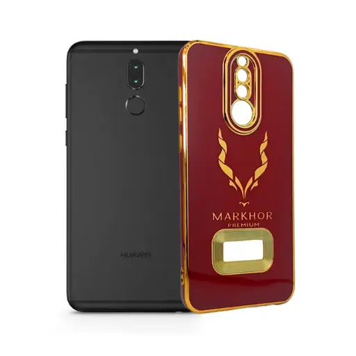 [PO29BHUMAT10L-6-21] Huawei Mate 10 Lite Markhor Logo Chrome Back Case (Maroon)