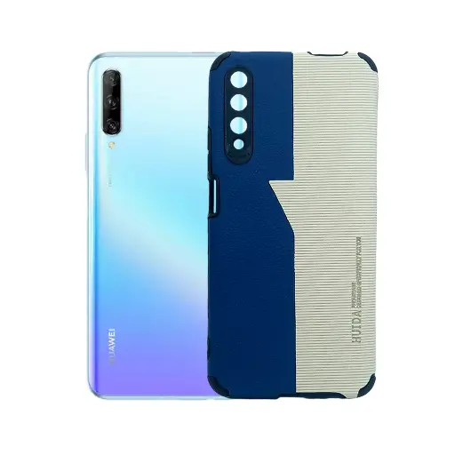 [PO18BHUY9S-3-17] Huawei Y9s Huida Dual Leather Back Case (Navy Blue) - Stylish Protection