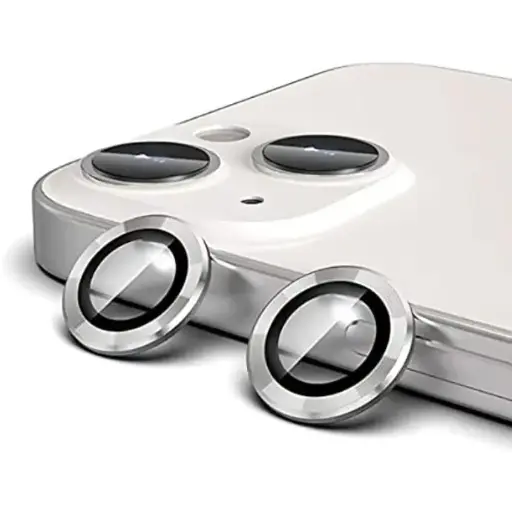 [PL14IP13-3-7] iPhone 13 Silver Camera Ring - Elegant Lens Protection Accessory