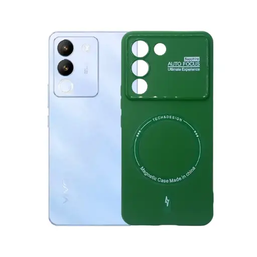 [PO15BVIV29E-4-11] Vivo V29E 5G Green Soft Silicone Magnetic AutoFocus Back Case