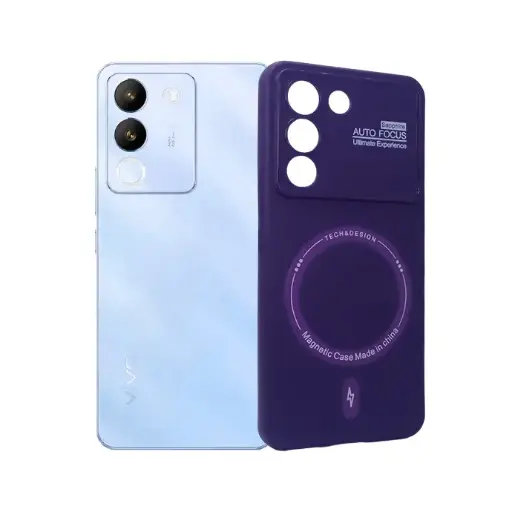 [PO15BVIV29E-4-12] Vivo V29E 5G Purple Soft Silicone Magnetic AutoFocus Back Case
