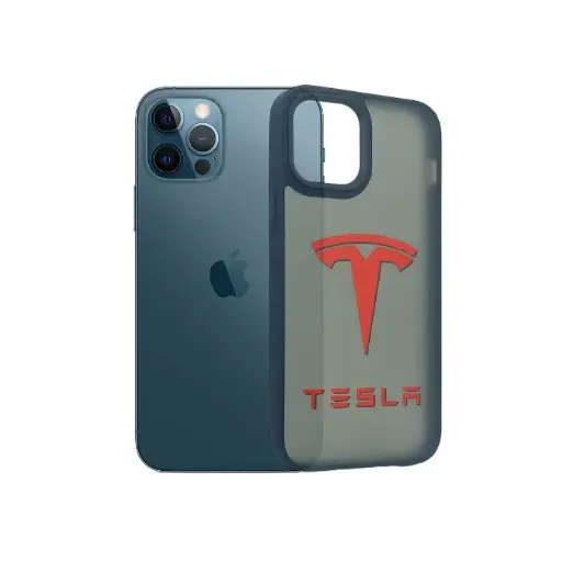 [PO6BIP12PR-4-REDTSLA] iPhone 12 Pro|iPhone 12 3D Printed Matte Hard Siicone Back Case (RED TESLA)