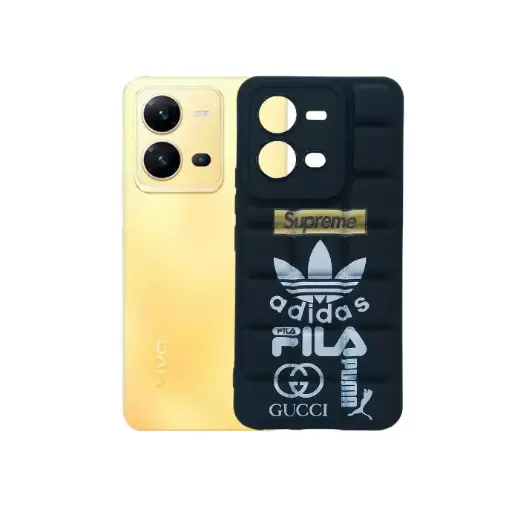 [PO14BVIV25E-36-2] Black 3D Puffer Print Back Case for Vivo V25e - Stylish Protection