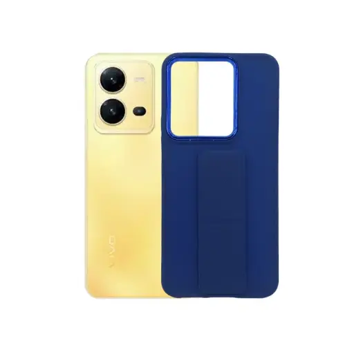[PO36BVIV25E-7-17] Vivo V25|V25E Silicone With Grip|Stand Back Case (Navy Blue)