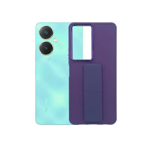 [PO36BVIY27-7-12] Vivo Y27 Silicone With Grip|Stand Back Case (Purple)