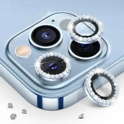 [PL14IP13PMX-6-16] iPhone 13 Pro Max Ladies Sky Blue Camera Rings - Stylish Lens Protection
