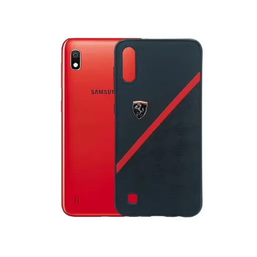 [PO18BSA10-18-2] Samsung A10|M10 Ferrari Logo Leather Texture Back Case (Black)