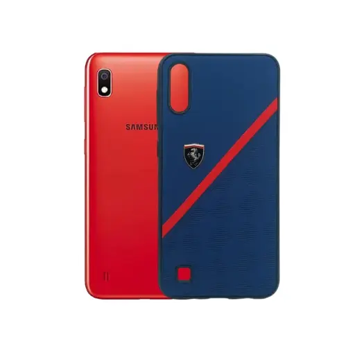 [PO18BSA10-18-17] Samsung A10|M10 Ferrari Logo Leather Texture Back Case (Navy Blue)