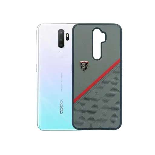 [PO18BOA9TW-18-9] Oppo A9 2020|A5 2020 Ferrari Logo Leather Texture Back Case (Gray)