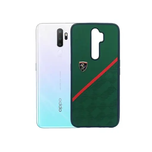 [PO18BOA9TW-18-11] Oppo A9 2020|A5 2020 Ferrari Logo Leather Texture Back Case (Green)
