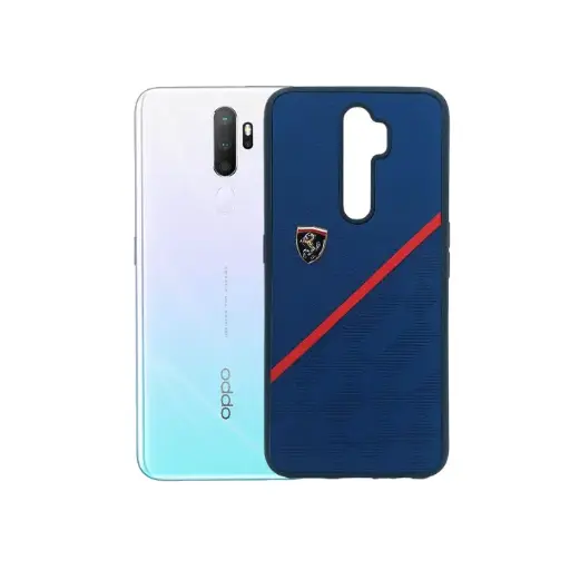 [PO18BOA9TW-18-17] Oppo A9 2020|A5 2020 Ferrari Logo Leather Texture Back Case (Navy Blue)