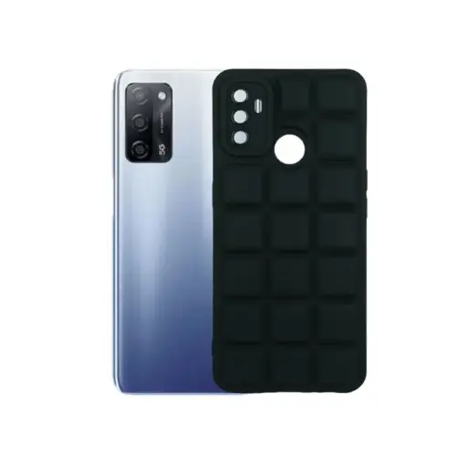 [PO14BOA53-28-2] Oppo A53 4G Cubes 3D Puffer Soft Silicone Back Case (Black)