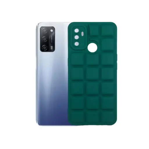 [PO14BOA53-28-11] Oppo A53 4G Cubes 3D Puffer Soft Silicone Back Case (Green)