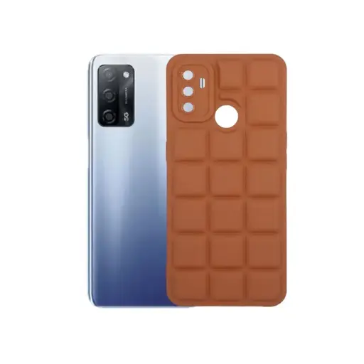 [PO14BOA53-28-13] Oppo A53 4G Cubes 3D Puffer Soft Silicone Back Case (Brown)