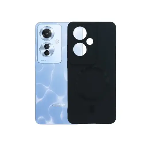 [PO14BORNO11F-16-2] Oppo Reno 11F Soft Silicone Magsafe Logo Back Case (Black)