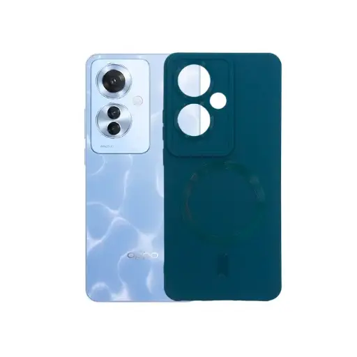 [PO14BORNO11F-16-11] Oppo Reno 11F Soft Silicone Magsafe Logo Back Case (Green)