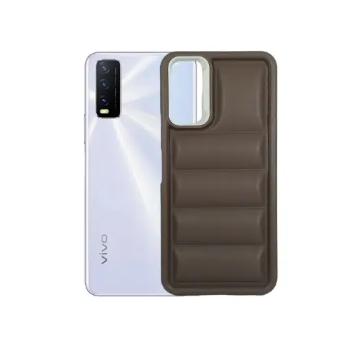 [PO14BVIY20-20-13] Vivo Y20|Y20i|Y20s|Y12A|Y12s New Solid Puffer Back Case (Brown)