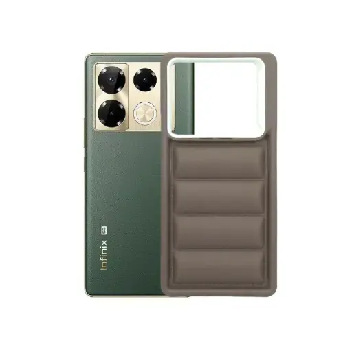 [PO14BINOT40-20-13] Infinix Note 40 4G New Solid Puffer Back Case Brown – Puffy Protection, Shock‑Absorbent
