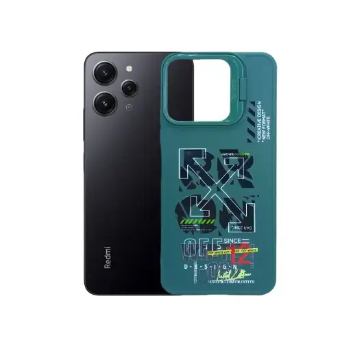 [PO14BMI12-21-11] Redmi 12 4G Soft Silicone 3D Printed Camera Ring Stand Back Case (Green)
