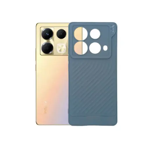 [PO14BINOT40-12-9] Infinix Note 40 4G GEARS Luxuary Carbon Texture Soft Silicone Back Case (Gray)