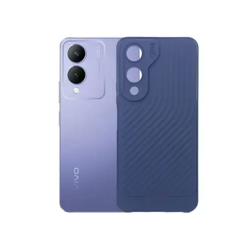 [PO14BVIY17S-12-12] Vivo Y17s Gears Luxury Carbon Texture Soft Silicone Back Case - Purple