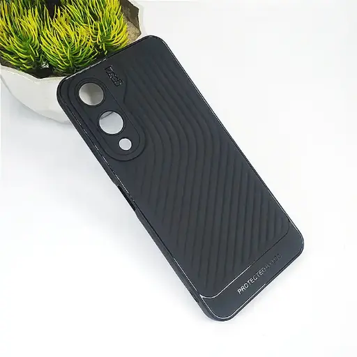 [PO14BVIY17S-12-2] Vivo Y17s GEARS Luxuary Carbon Texture Soft Silicone Back Case (Black)