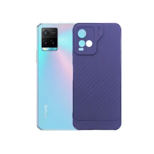 [PO14BVIY33S-12-12] Vivo Y33s/Y33T/Y21/Y21s Luxury Carbon Texture Silicone Back Case - Purple