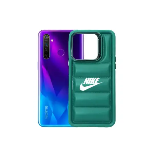 [PO14BORELME5-22-11] Oppo Realme 5/5i/5s/6i Solid Puffer Printed Back Case - Green