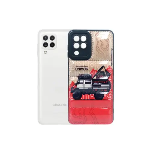 [PO14BSA22-41-2] Samsung A22 4G  Full Print Puffer Back Case (Black) 