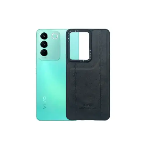 [PO32BVIV27E-11-9] Vivo V27E|Y200E KASN WONDERFUL LIFE Logo Leather Back Case (Gray)