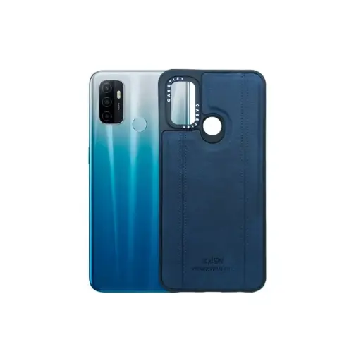[PO32BOA53-11-17] Oppo A53 4G KASN WONDERFUL LIFE Logo Leather Back Case (Navy Blue)