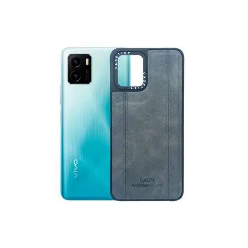 [PO32BVIY15S-11-9] Vivo Y15s|Y15C|Y01|Y15A KASN WONDERFUL LIFE Logo Leather Back Case (Gray)