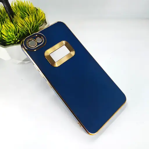 [PO29BVIY81-5-17] Vivo Y81 Gold Chrome Back Case (Navy Blue)