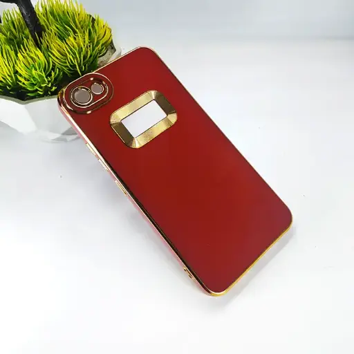 [PO29BVIY81-5-21] Vivo Y81 Gold Chrome Back Case (Maroon)