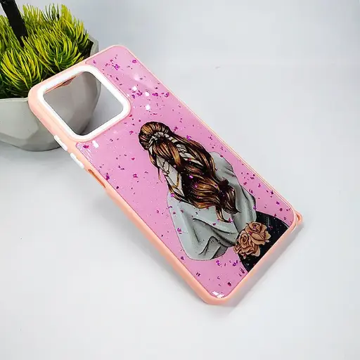 [PO40BORLMEC51-6-15] Oppo Realme C51|C53|Note 50 Fancy 3D Glitter Shine Printed Back Case (T-Pink)
