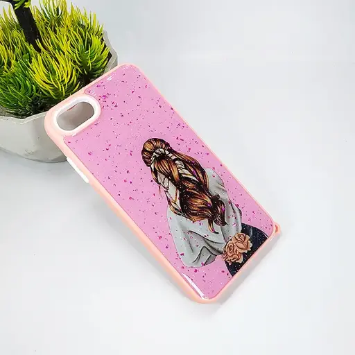[PO40BIP7G-6-22] iPhone 7G|8G|SE 2020 Fancy 3D Glitter Shine Printed Back Case (Baby Pink)