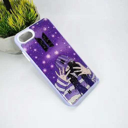 [PO40BIP7G-6-29] iPhone 7G|8G|SE 2020 Fancy 3D Glitter Shine Printed Back Case (Light Purple)