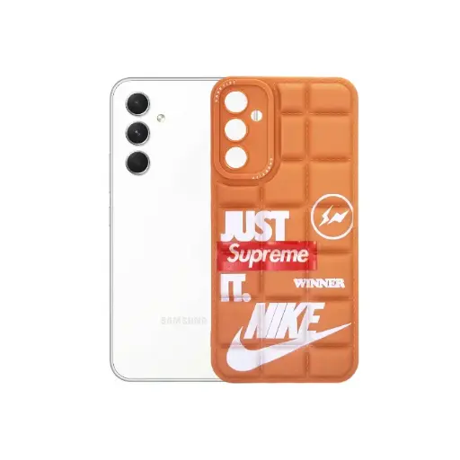[PO14BSA34-36-13] Samsung A34 3D Cubes Puffer Back Printed Back Case (Brown)