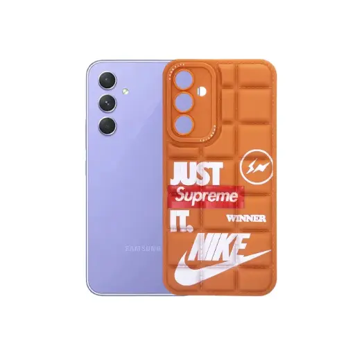 [PO14BSA54-36-13] Samsung A54 5G 3D Cubes Puffer Back Case - Trendy Brown Design