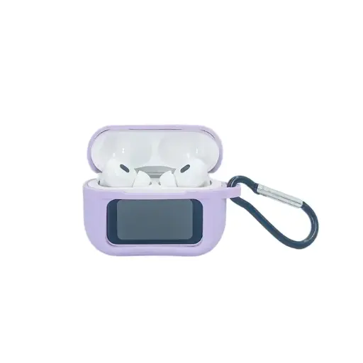 [HFBCASE-24-29] A9 Pro AirPods Pro 2 Silicone Case with Screen (Light Purple)