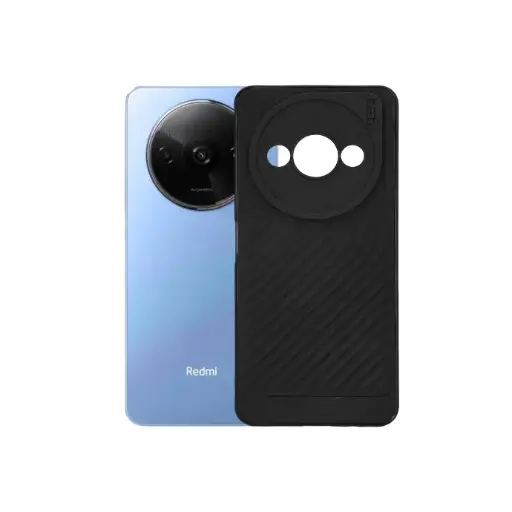 [PO14BMIA3-12-2] Xiaomi Redmi A3X|Redmi A3 GEAR 4 Luxuary Carbon Texture Soft Silicone Back Case (Black)