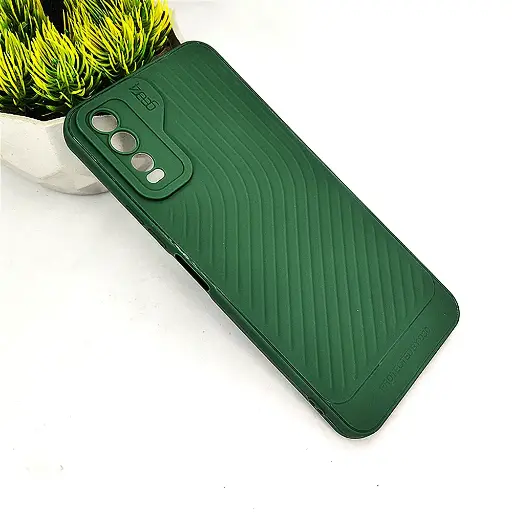 [PO14BVIY20-12-11] Vivo Y20 Y20i Y20s Y12s Y12a Gears Luxury Carbon Texture Soft Silicone Case - Green