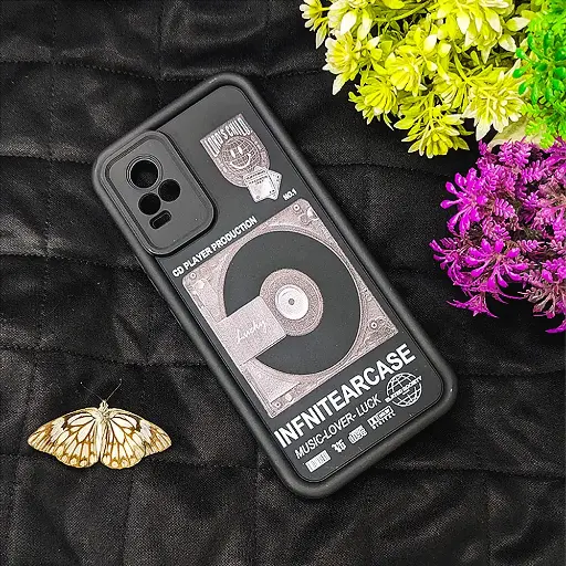 [PO14BVIV21E-19-2] Vivo V21E Printed Soft Silicone Back Case (Black)